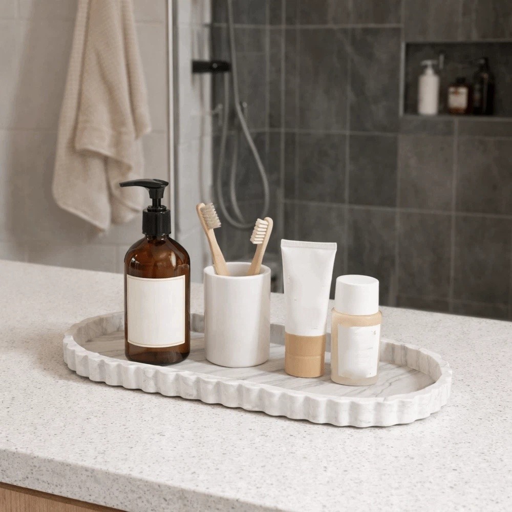 Travertine Tray Oval - Multi-functional Silicone Oval Storage Tray Wave