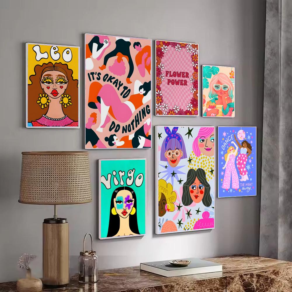 Interior Design With Wallpaper - Boho Girl Power Vase Flower Poster