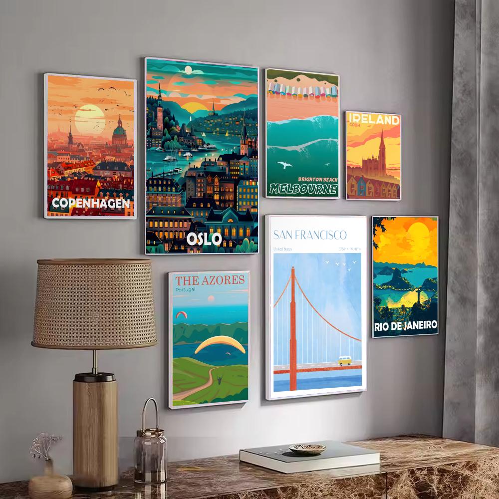 Interior Design Poster - Classic City Landscape Poster Minimalist Easy-Apply