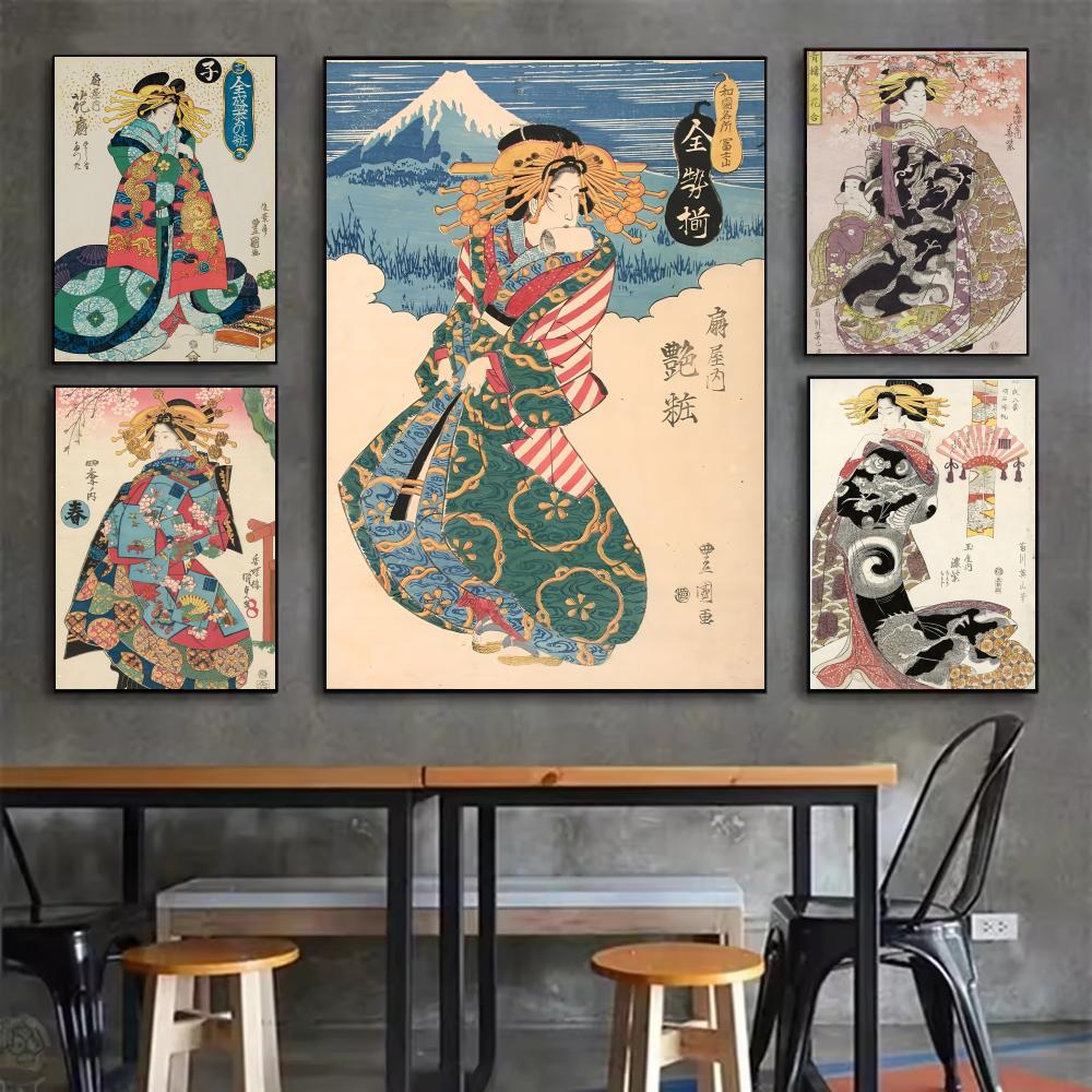 Retro Japanese geisha Poster M - Interior Design With Wallpaper 리뷰 및 가격