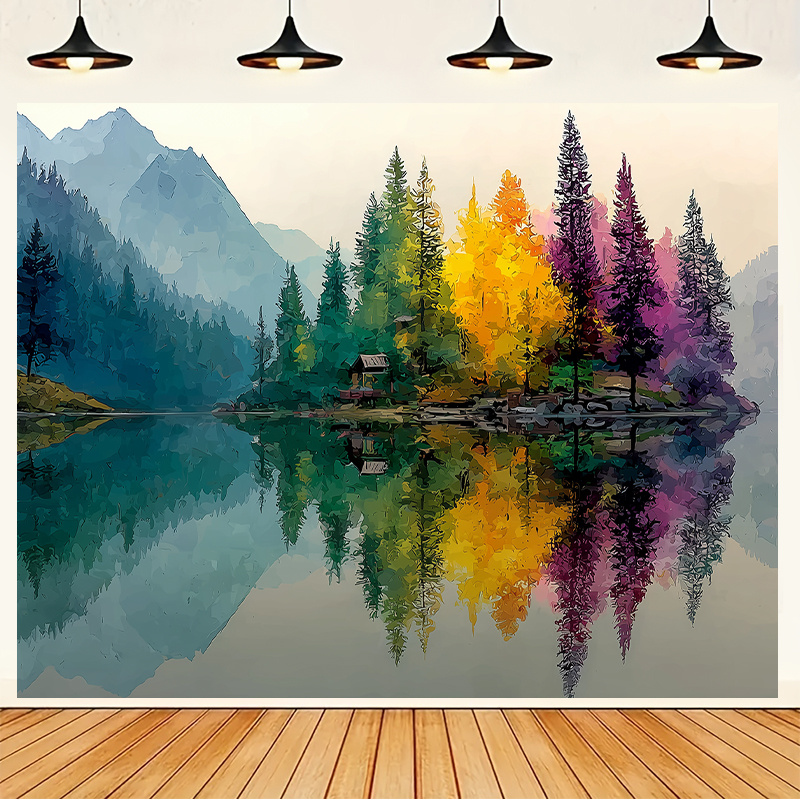 Colorful Forest Lake Wall Mura - Interior Design With Wallpaper 리뷰 및 가격
