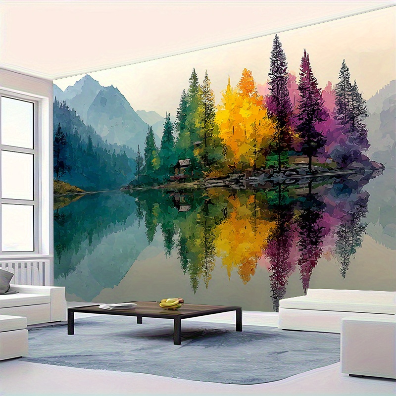 Colorful Forest Lake Wall Mura - Interior Design With Wallpaper 리뷰 및 가격