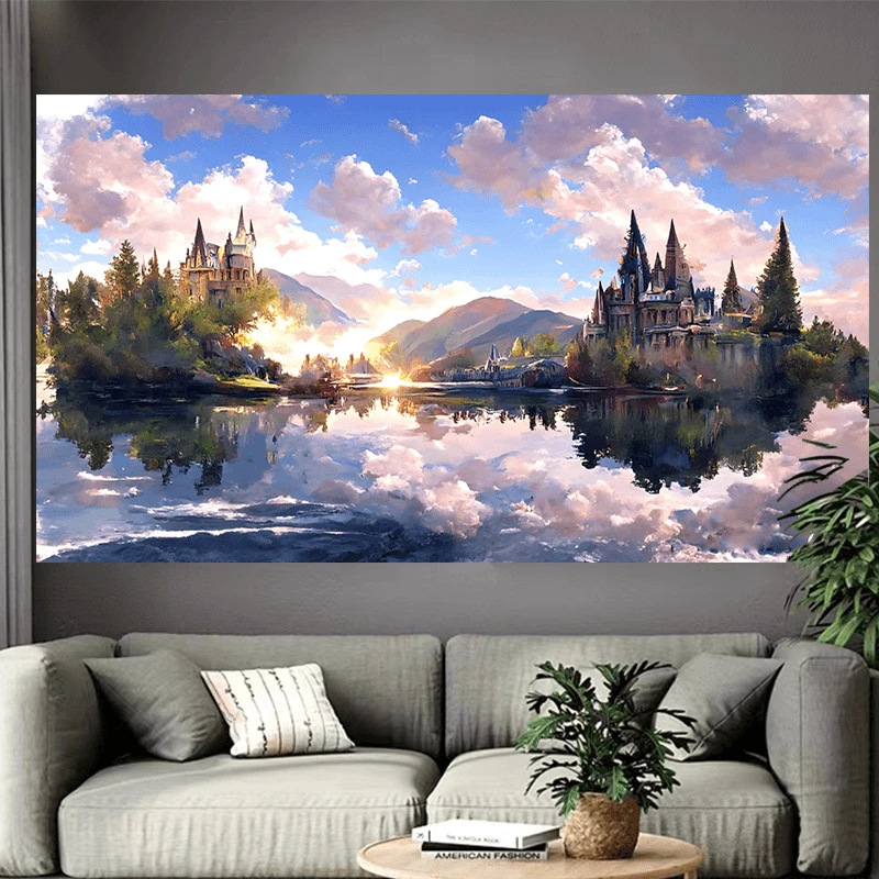 Castle Lake Wall Tapestry Fant - Interior Design Poster 리뷰 및 가격