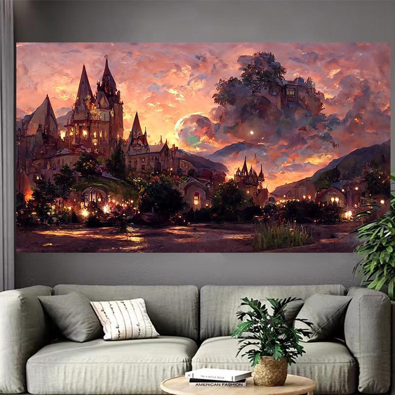 Castle Lake Wall Tapestry Fant - Interior Design Poster 리뷰 및 가격