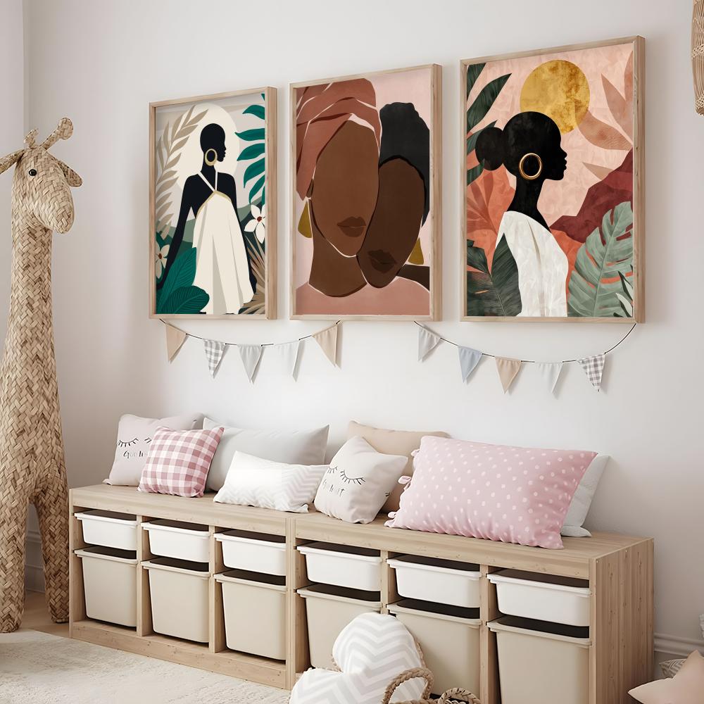 african woman flower leaves Po - Interior Design With Wallpaper 리뷰 및 가격
