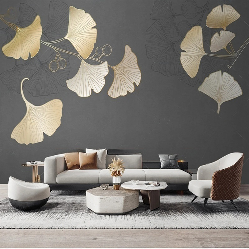 Custom Nordic Style Leaf Print - Interior Design With Wallpaper 리뷰 및 가격