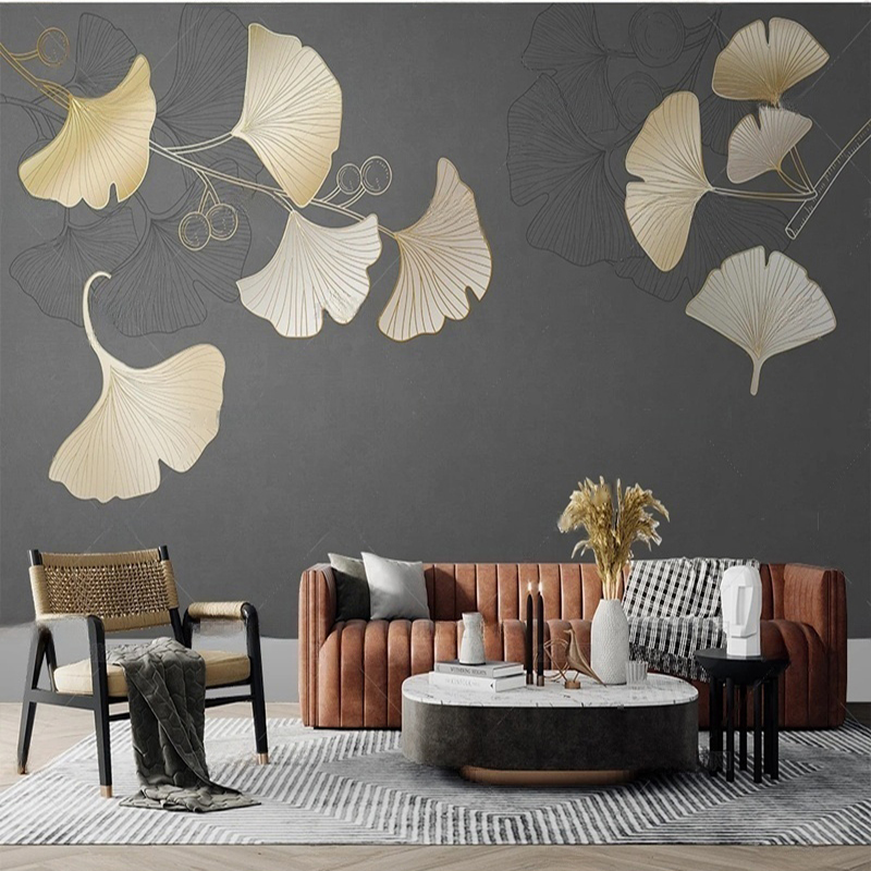Custom Nordic Style Leaf Print - Interior Design With Wallpaper 리뷰 및 가격