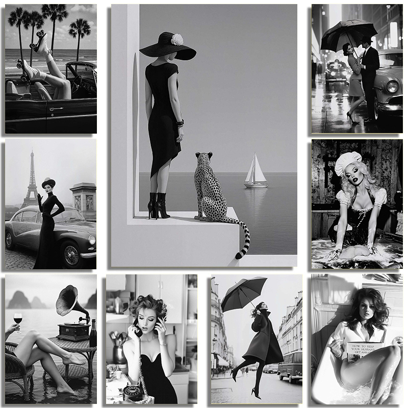 Black And White Fashion Street - Interior Design Poster 리뷰 및 가격