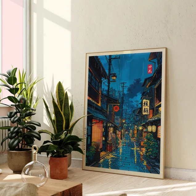 Japanese Tokyo Teahouse Cartoo - Interior Design Poster 리뷰 및 가격
