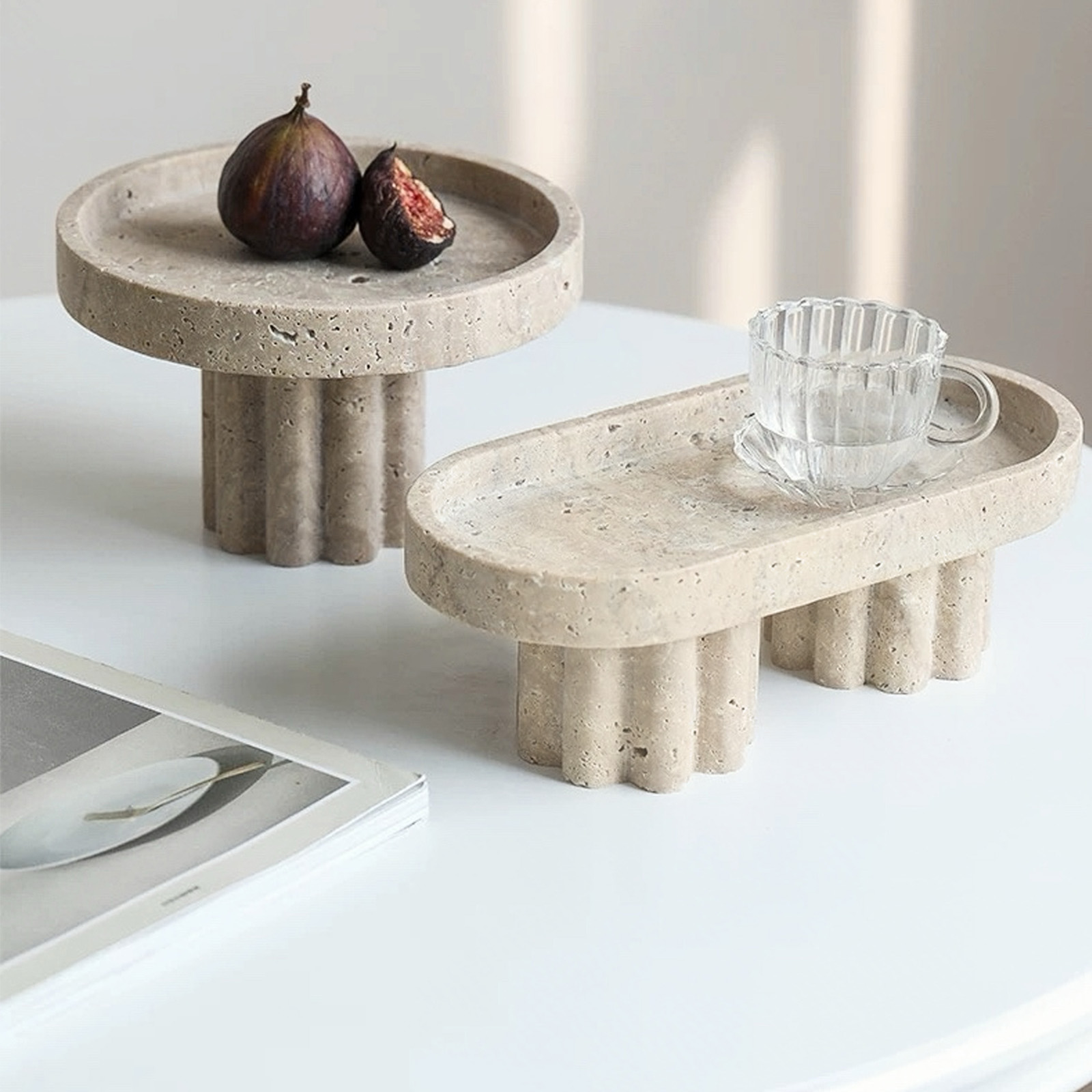 Natural travertine oval tray,  - Travertine Tray Oval 리뷰 및 가격
