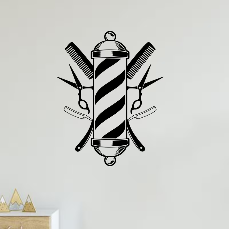 Barber Shop Wall Sticker Vinyl - Interior Design With Wallpaper 리뷰 및 가격